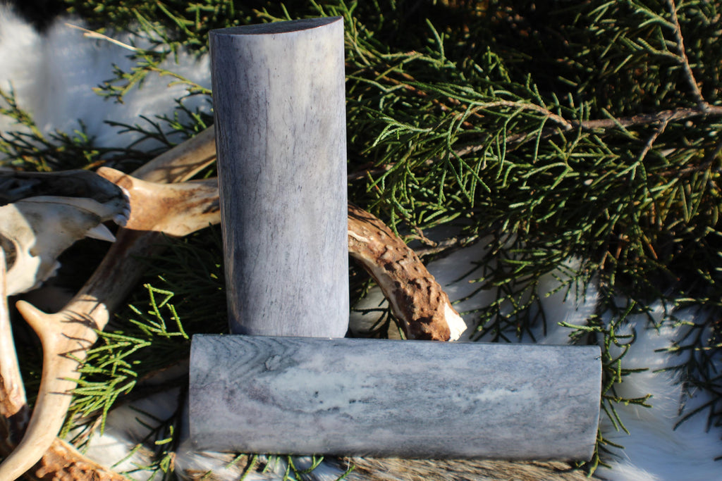 Dyed Grey Camel Bone Knife Handle Scales: Stabilized Curved Grips