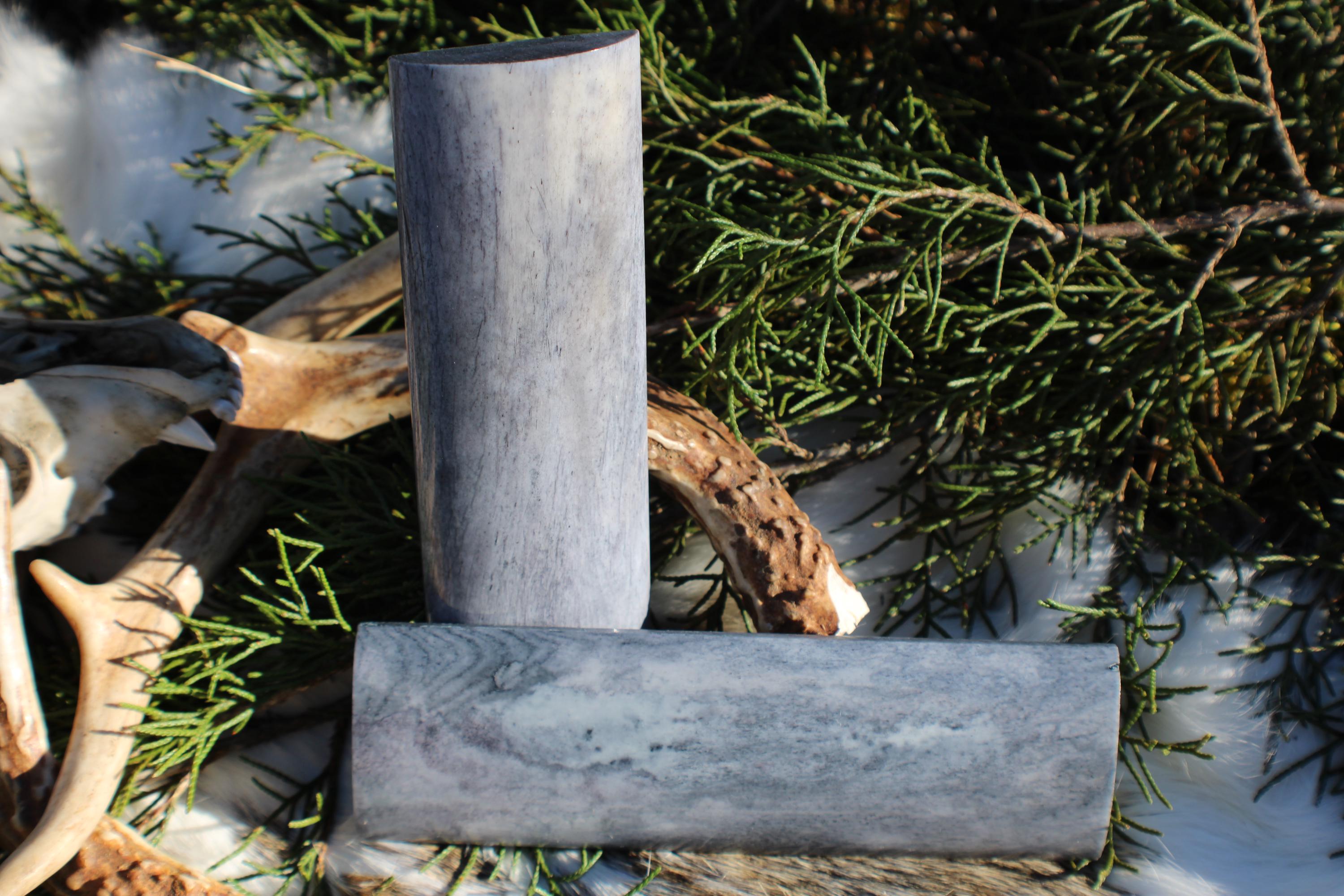 Dyed Grey Camel Bone Knife Handle Scales: Stabilized Curved Grips
