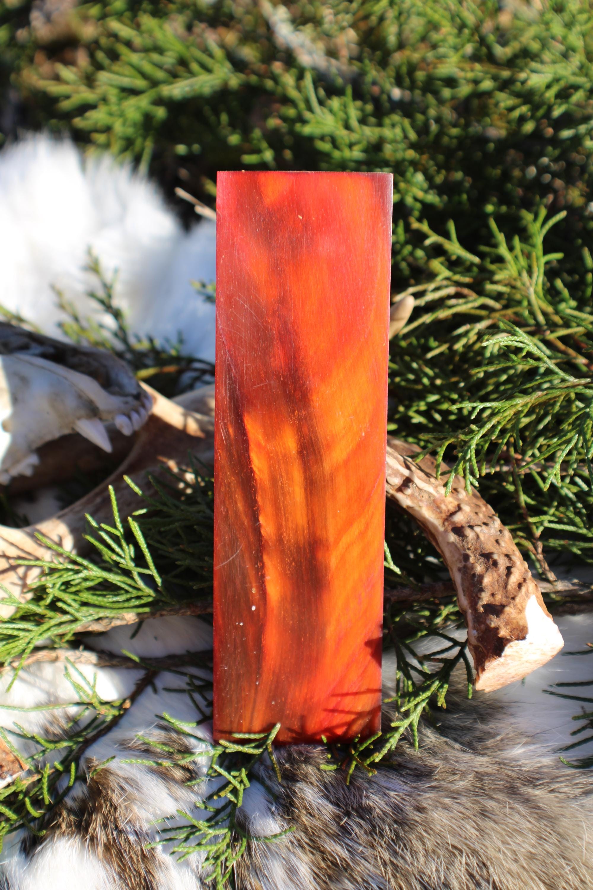 Dyed Red Buffalo Horn Knife Scales  High-Contrast Handle Material (1.5 x 5 x 1/4)