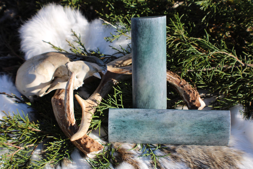 Dark Green Camel Bone Knife Handle Scales: Custom Craft Supply