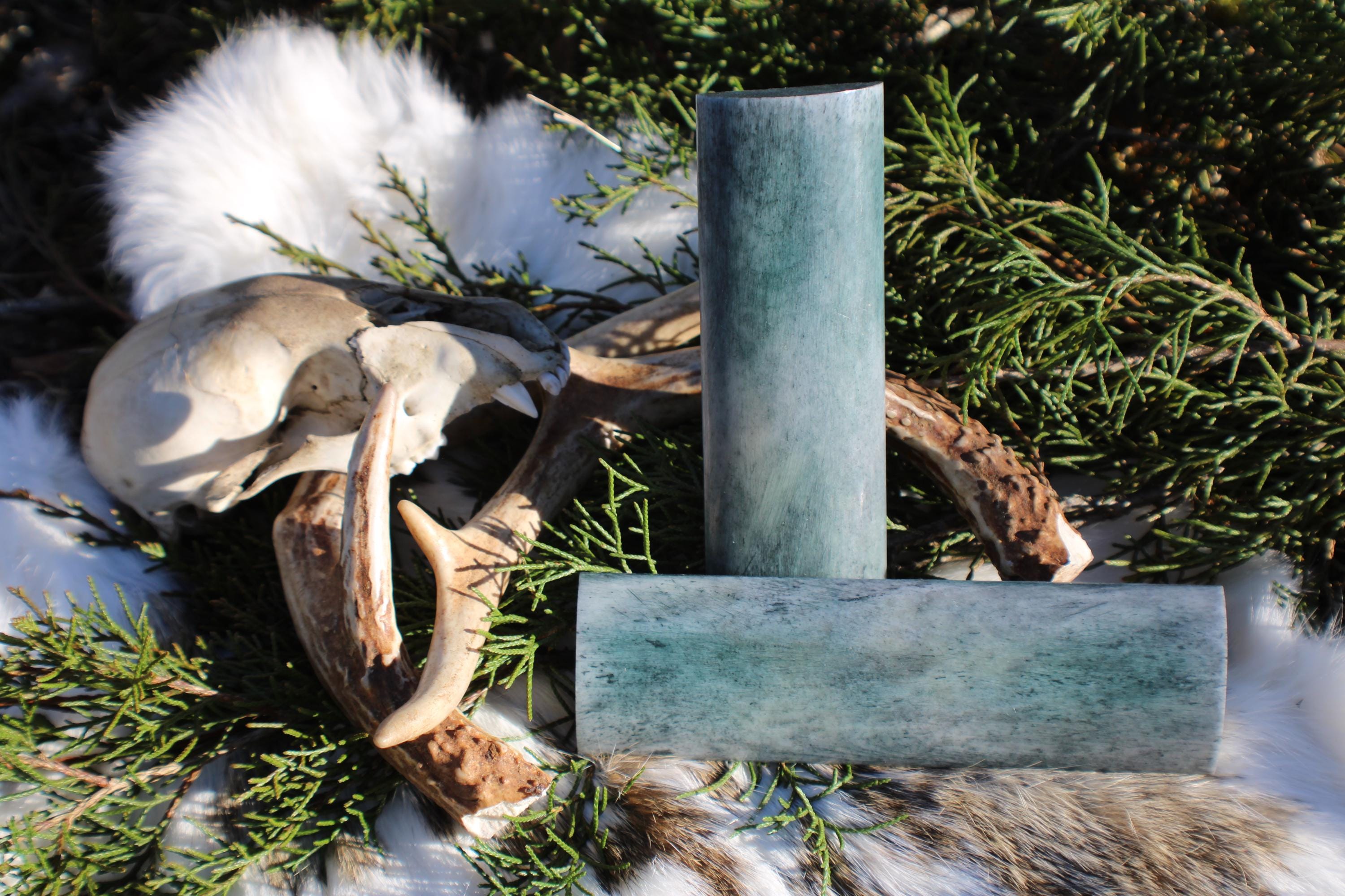 Dark Green Camel Bone Knife Handle Scales: Custom Craft Supply