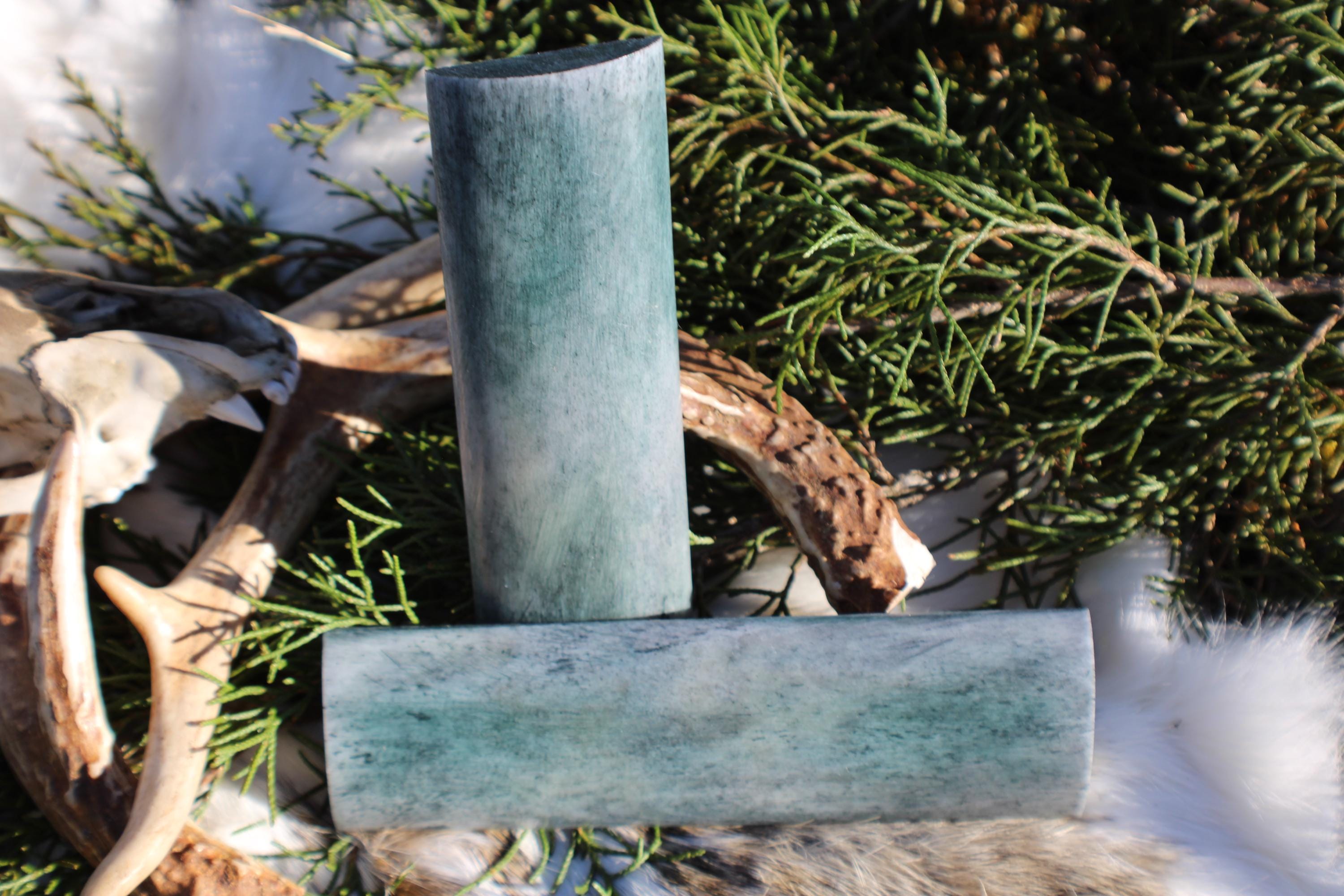 Dark Green Camel Bone Knife Handle Scales: Custom Craft Supply