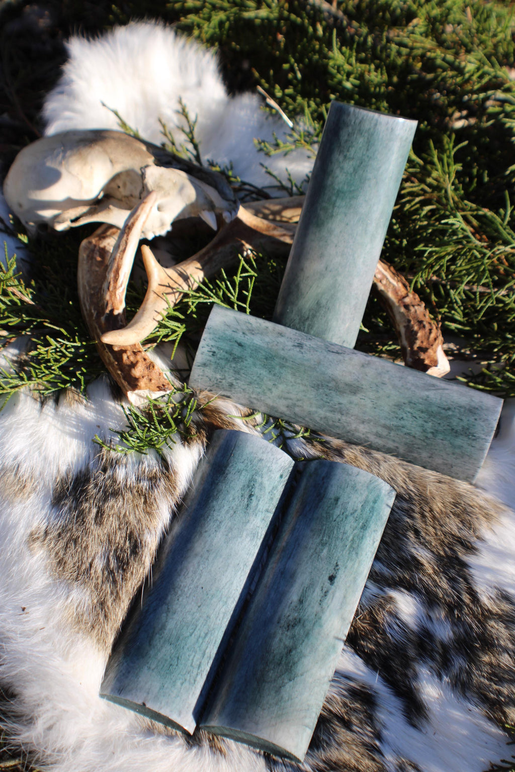 Dark Green Camel Bone Knife Handle Scales: Custom Craft Supply