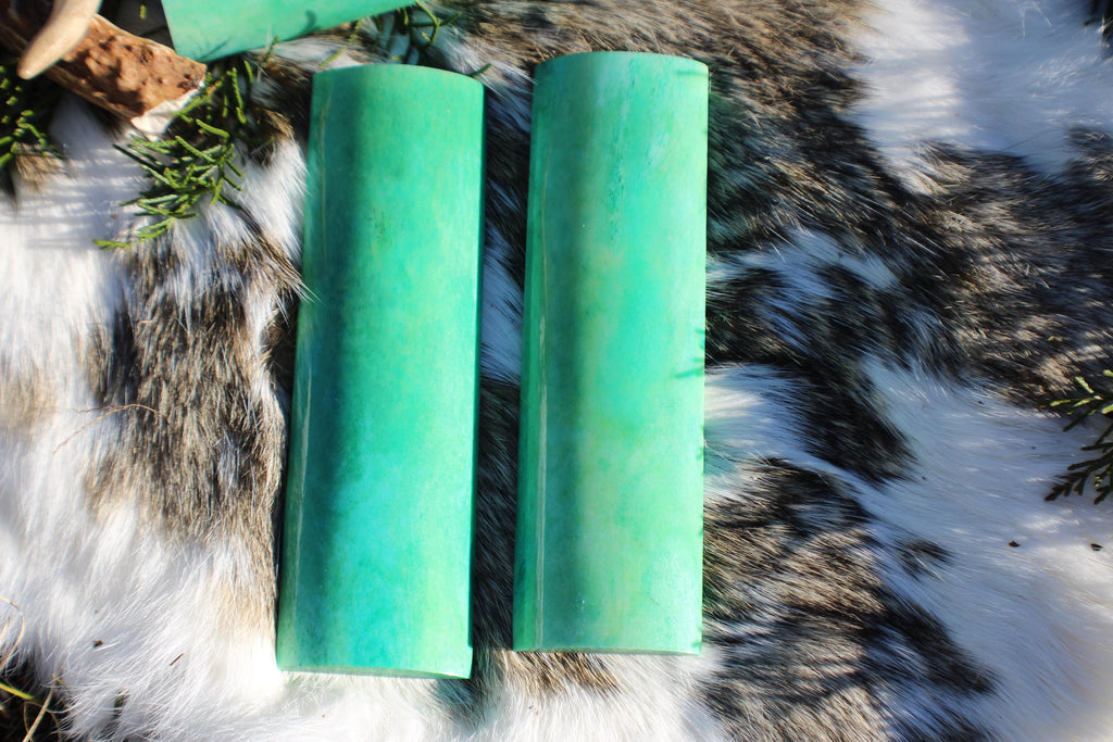 Aqua Dyed Camel Bone Knife Handle Scales: Modern Polished Slab Set