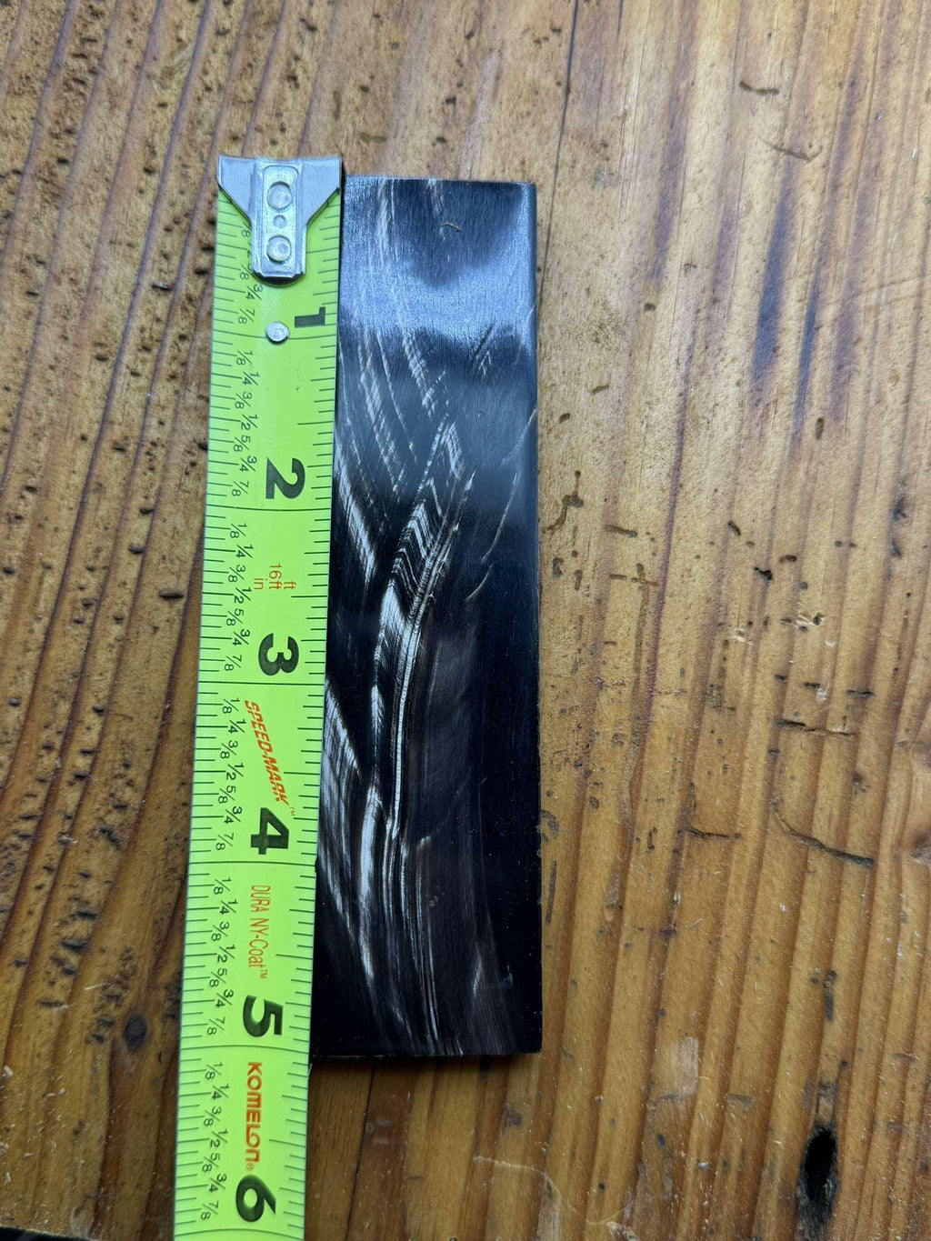 Striped Black Buffalo Horn Knife Scales  High-Contrast Handle Material 1.5 x 5 x 1/4