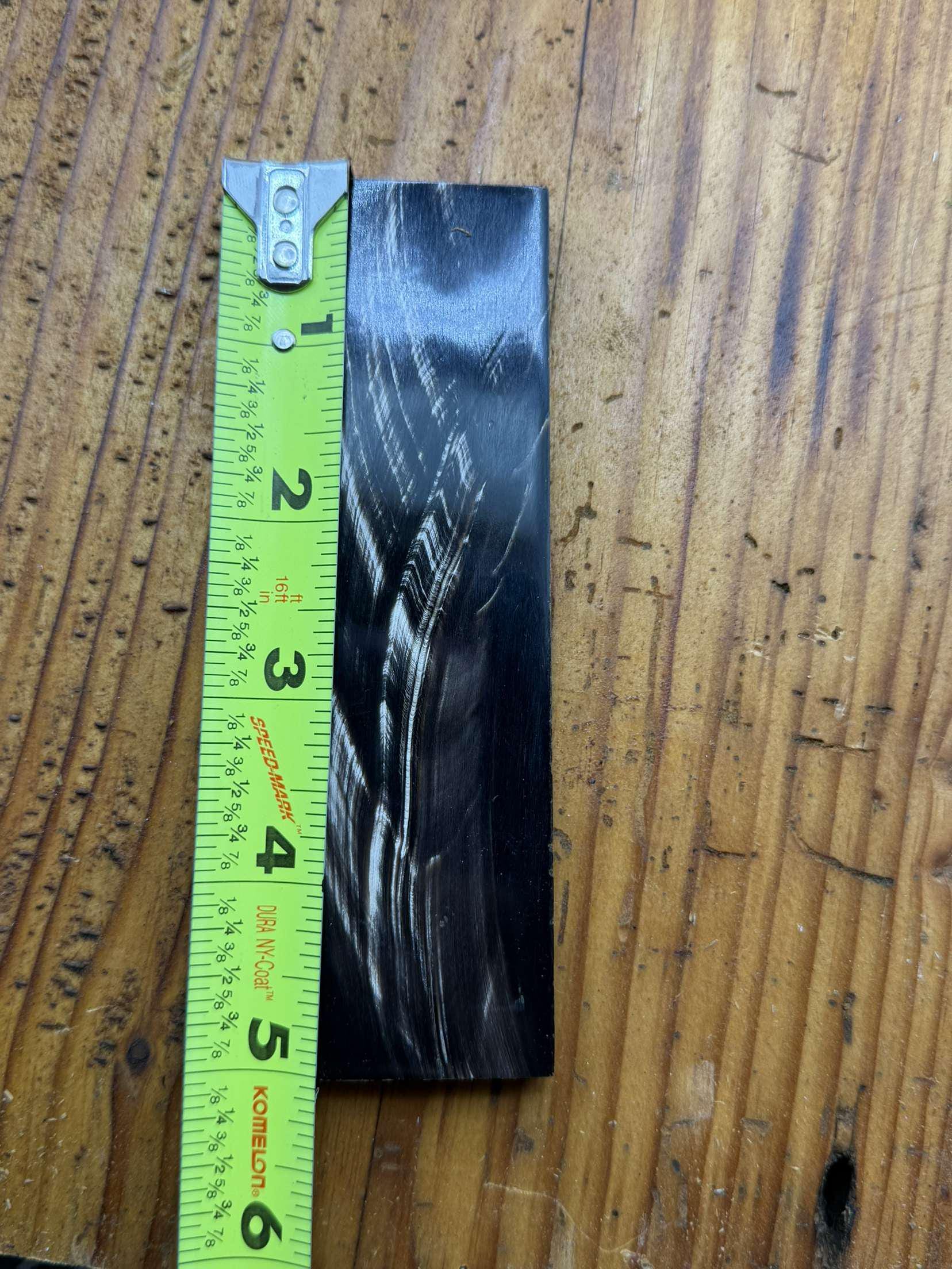 Striped Black Buffalo Horn Knife Scales  High-Contrast Handle Material 1.5 x 5 x 1/4