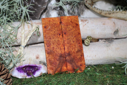 Stabilized Amboyna Burl Knife Scales  Bookmatched Narra Wood Handle Slabs