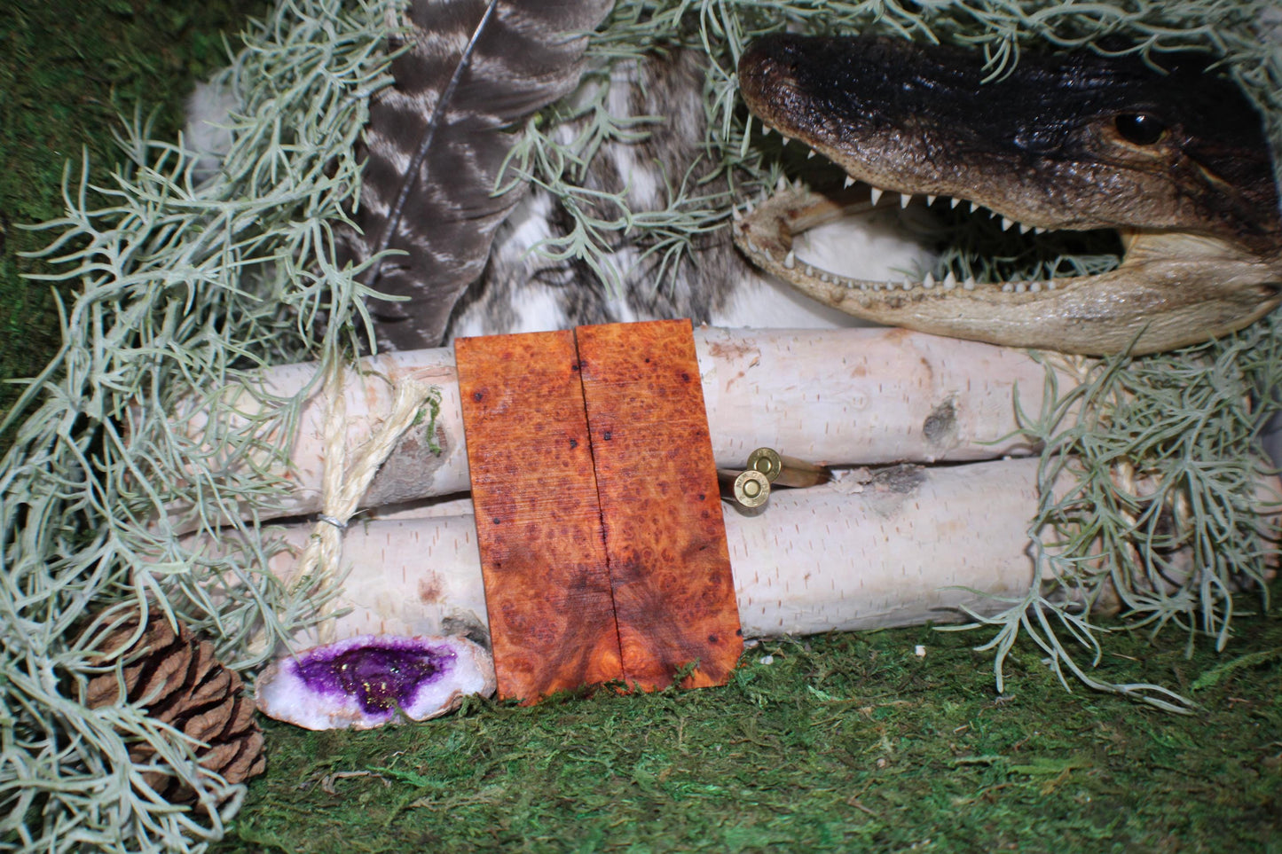 Stabilized Amboyna Burl Knife Scales  Bookmatched Narra Wood Handle Slabs