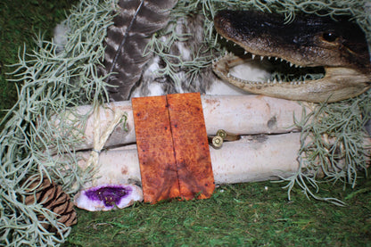 Stabilized Amboyna Burl Knife Scales  Bookmatched Narra Wood Handle Slabs