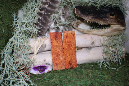 Stabilized Amboyna Burl Knife Scales  Bookmatched Narra Wood Handle Slabs