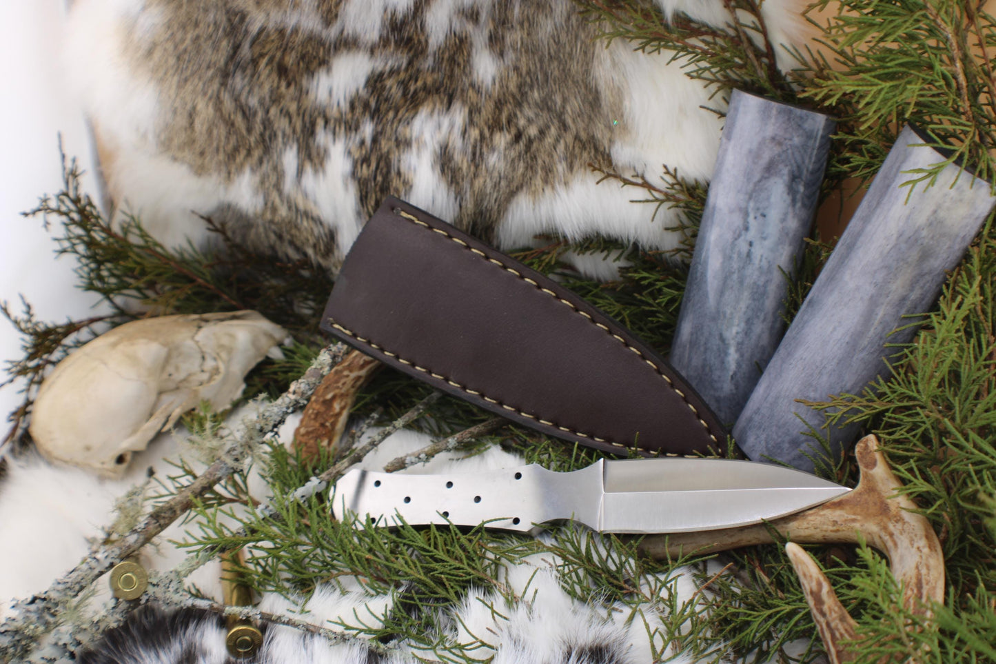 Boot Knife Making KIT  DIY Set Blank Blade with Horn Bone Handle Scale Dagger Custom Tactical Survival Throwing Self Defense Knife