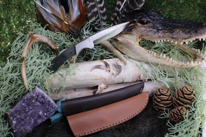 DIY Skinner Knife Making blank: 440C Steel Blade, Leather Sheath