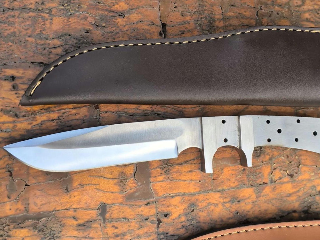 Knife Making KIT DIY Set Clip Point Knife Blade Stainless Steal with Leather Sheath Knifemaker Hunting Bushcraft Survival Outdoorsy Supply