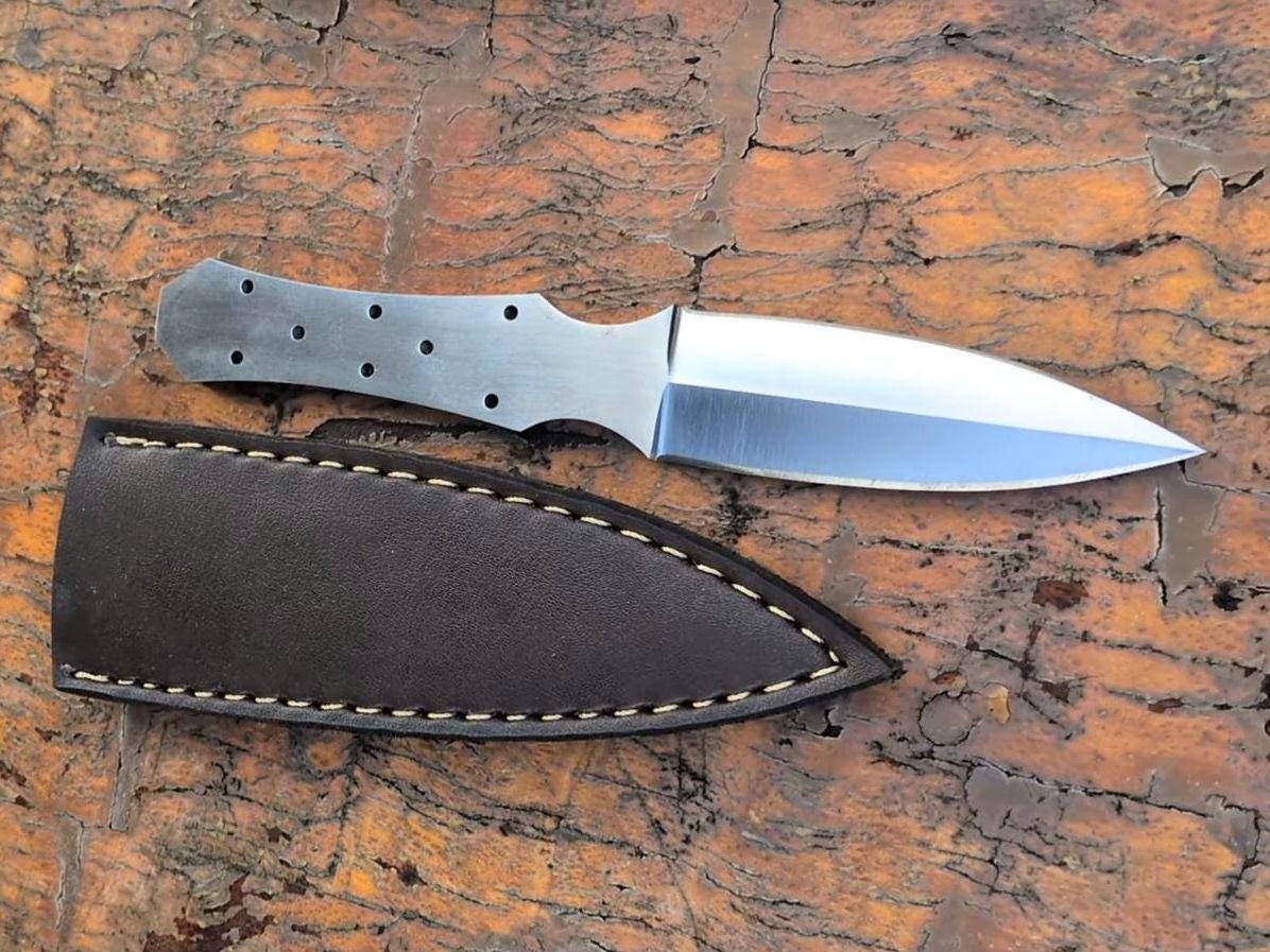 Boot Knife Making KIT  DIY Set Blank Blade with Horn Bone Handle Scale Dagger Custom Tactical Survival Throwing Self Defense Knife