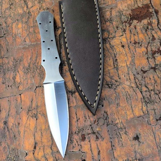 Dagger Knife Making KIT  DIY Set with Blank Blade and Leather Sheath Boot Survival Adventure Throwing Knife Customizing Supply Bushcraft