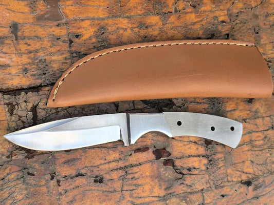 DIY Skinner Knife Making Kit: 440C Steel Blade, Leather Sheath