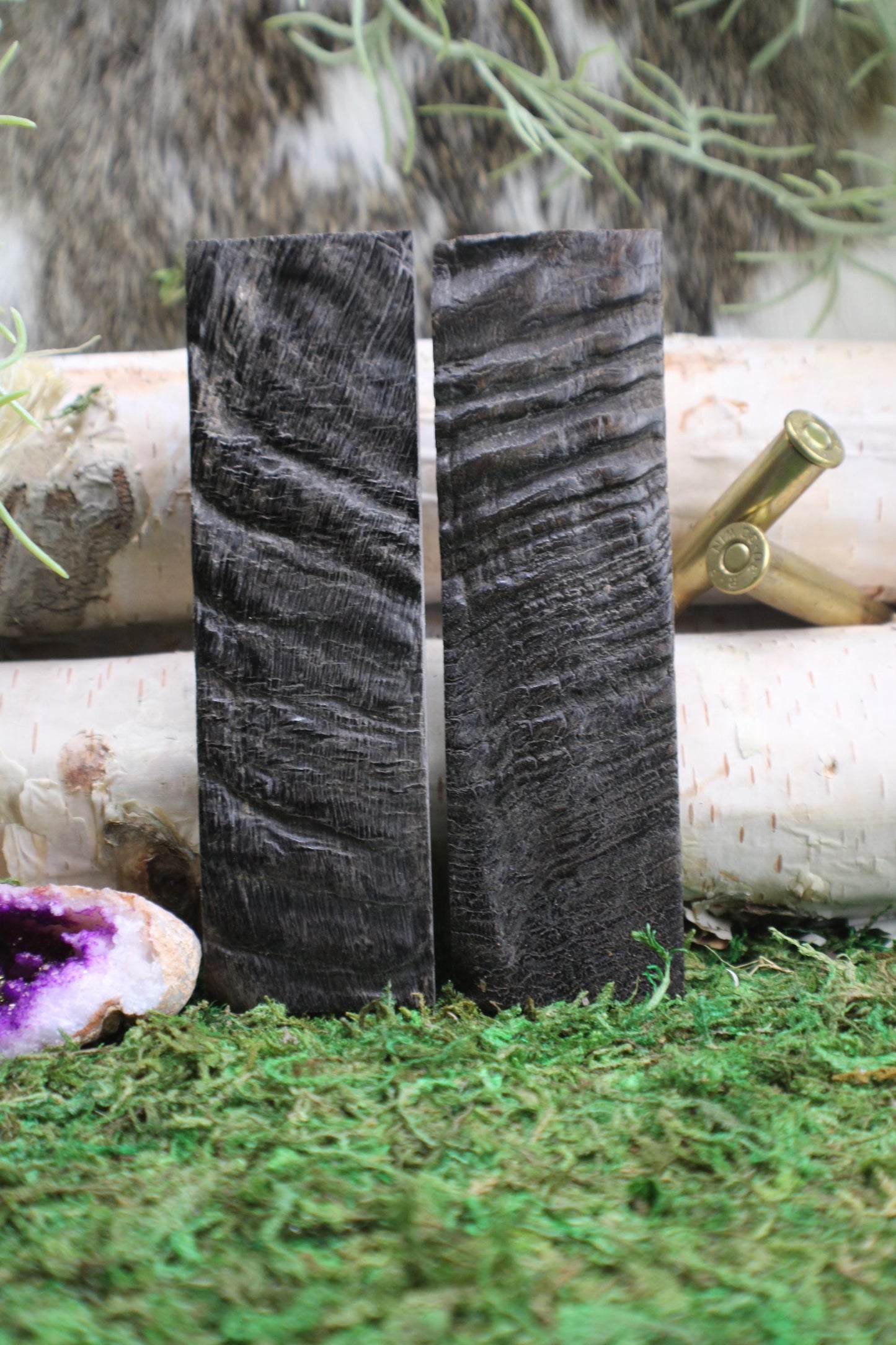 Black Ram Horn Knife Scales  Midnight Textured Handle Material (5" x 1.5" x 1/4")