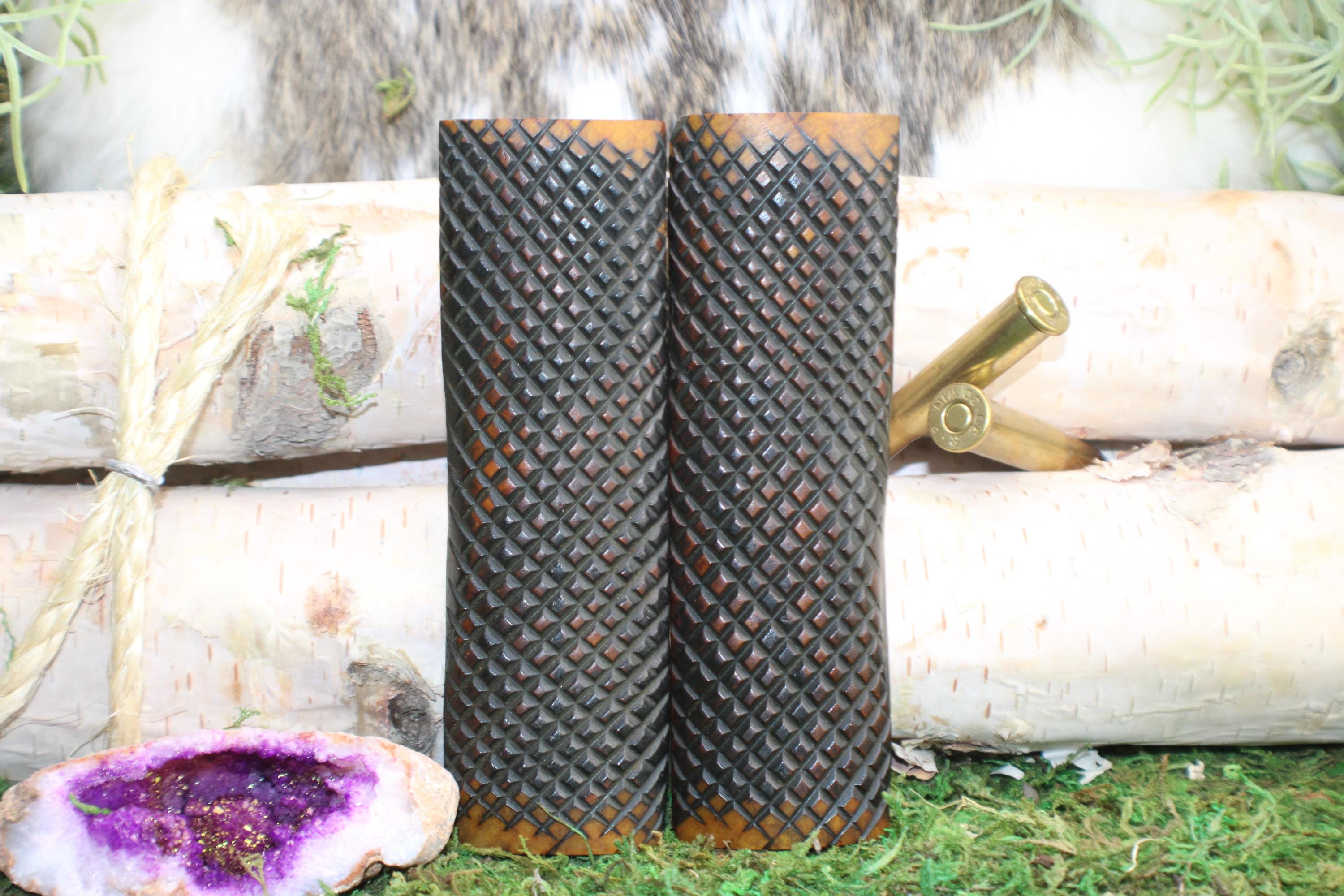 Premium Knife Handle Pair from STAG BONE DYED in Amber Natural Antler Deer Horn Bushcraft Slab Knife Grip Blank Scale Material Supply