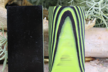 Knife Handle Pair black and Lime fluorescent Green g10 approximately 6.25x 2 x .25