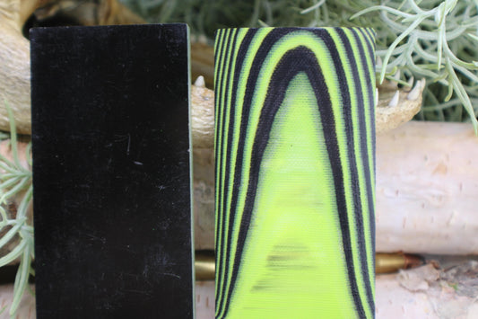 Knife Handle Pair black and Lime fluorescent Green g10 approximately 6.25x 2 x .25