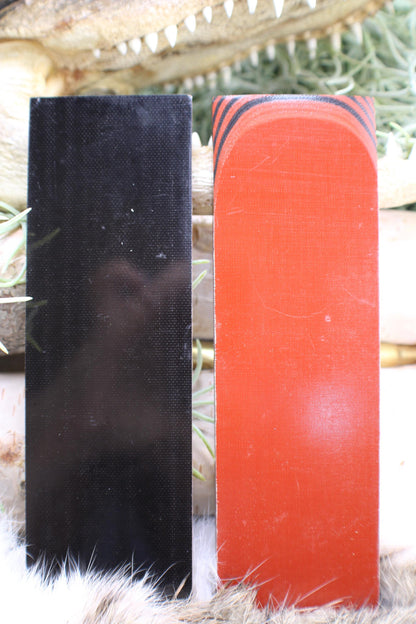 Knife Handle Pair black and red micarta approximately 6.25x 2 x .25