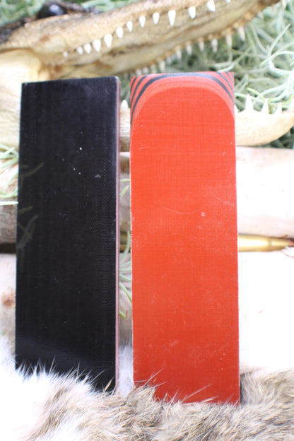 Knife Handle Pair black and red micarta approximately 6.25x 2 x .25