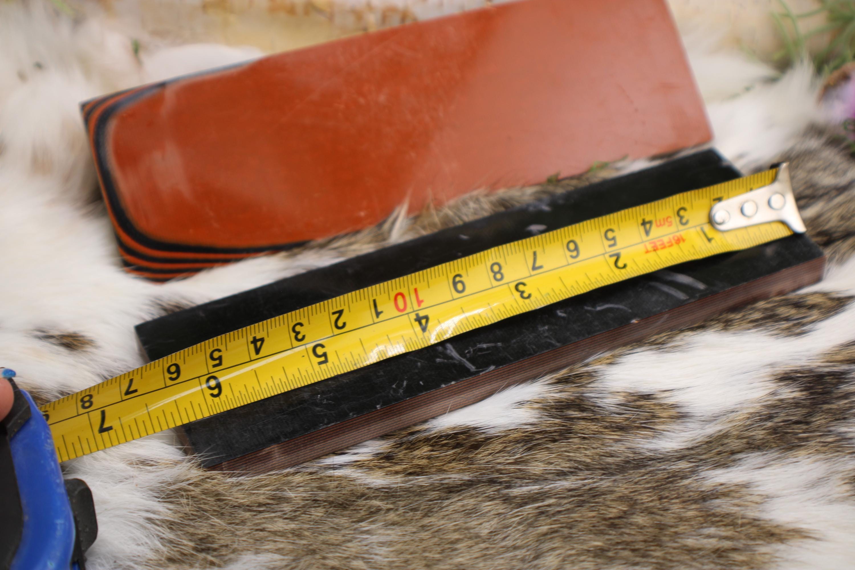 Knife Handle Pair Black and Burnt Orange G10 approximately 6.25x 2 x .25
