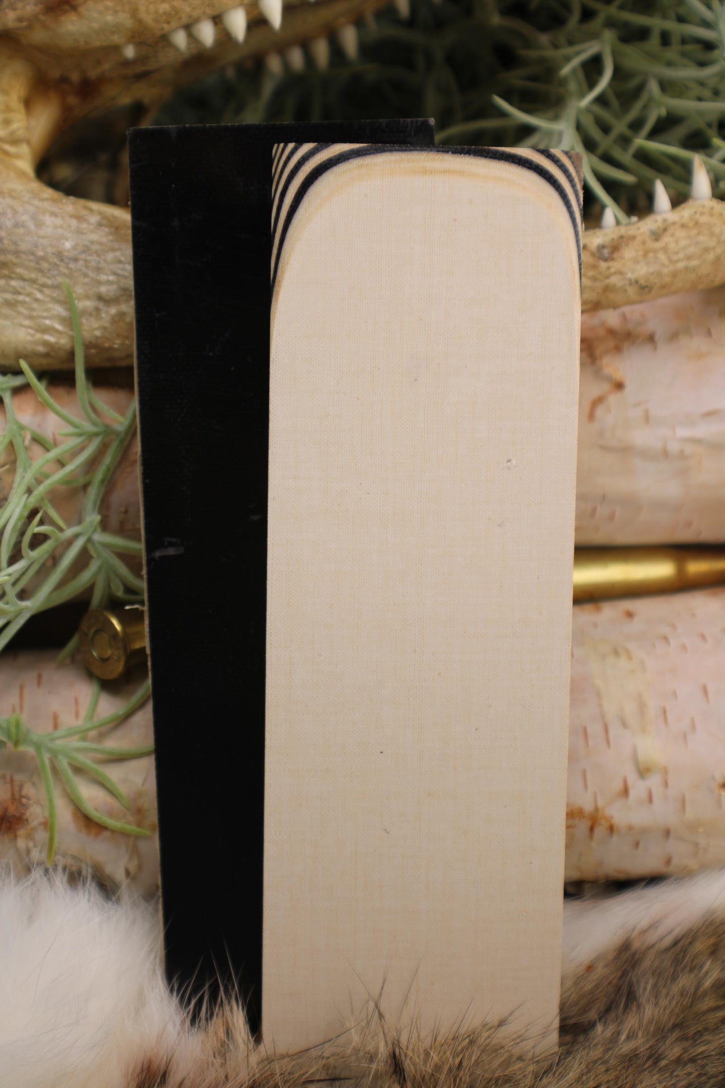 Knife Handle Pair black and white micarta approximately 6.25x 2 x .25