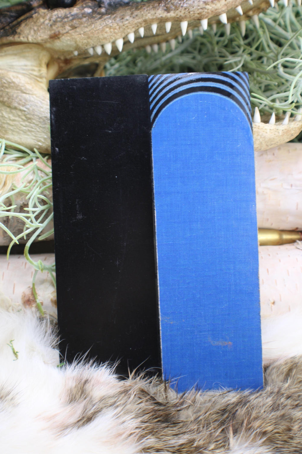 Knife Handle Pair black and Blue micarta approximately 6.25x 2 x .25