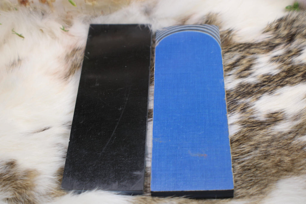 Knife Handle Pair black and Blue micarta approximately 6.25x 2 x .25