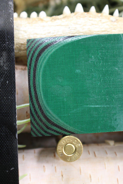Knife Handle Pair Black and Hunter Green micarta approximately 6.25x 2 x .25