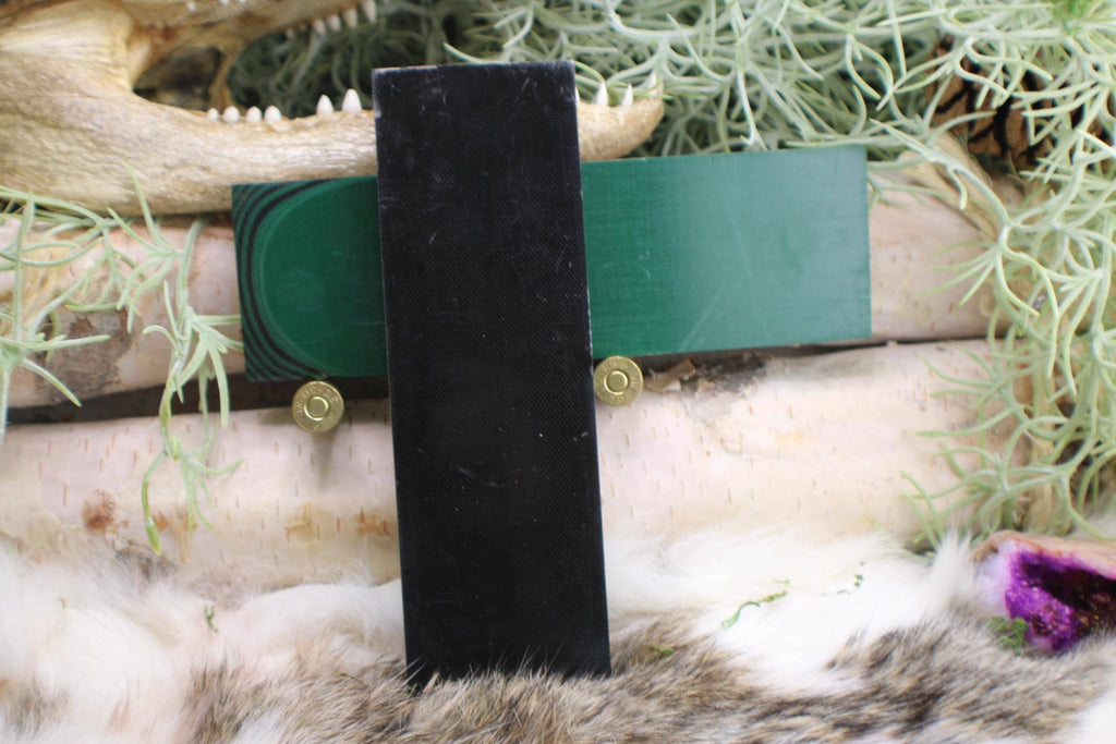 Knife Handle Pair Black and Hunter Green micarta approximately 6.25x 2 x .25