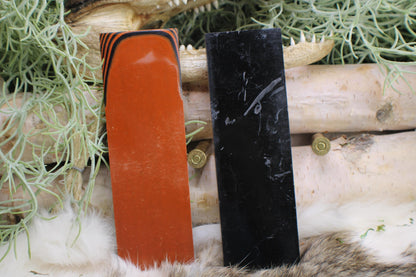 Knife Handle Pair Black and Burnt Orange G10 approximately 6.25x 2 x .25