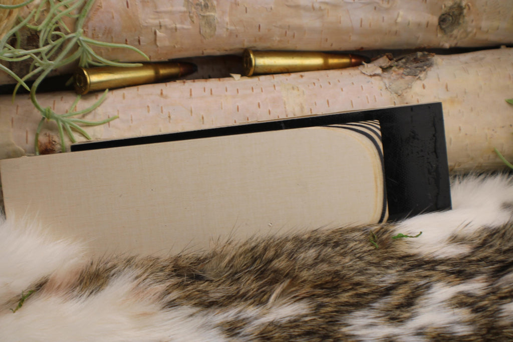 Knife Handle Pair black and white micarta approximately 6.25x 2 x .25