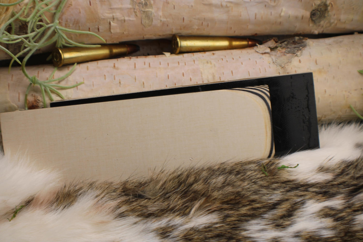Knife Handle Pair black and white micarta approximately 6.25x 2 x .25