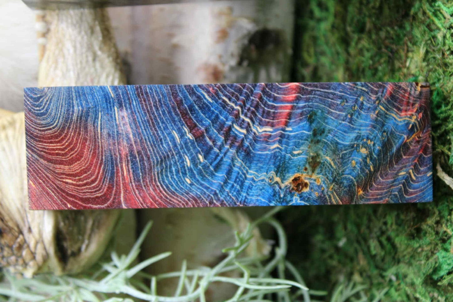 Dyed Maple Burl Knife Handle Block: Stabilized Exotic Wood Scale - Bookmatched