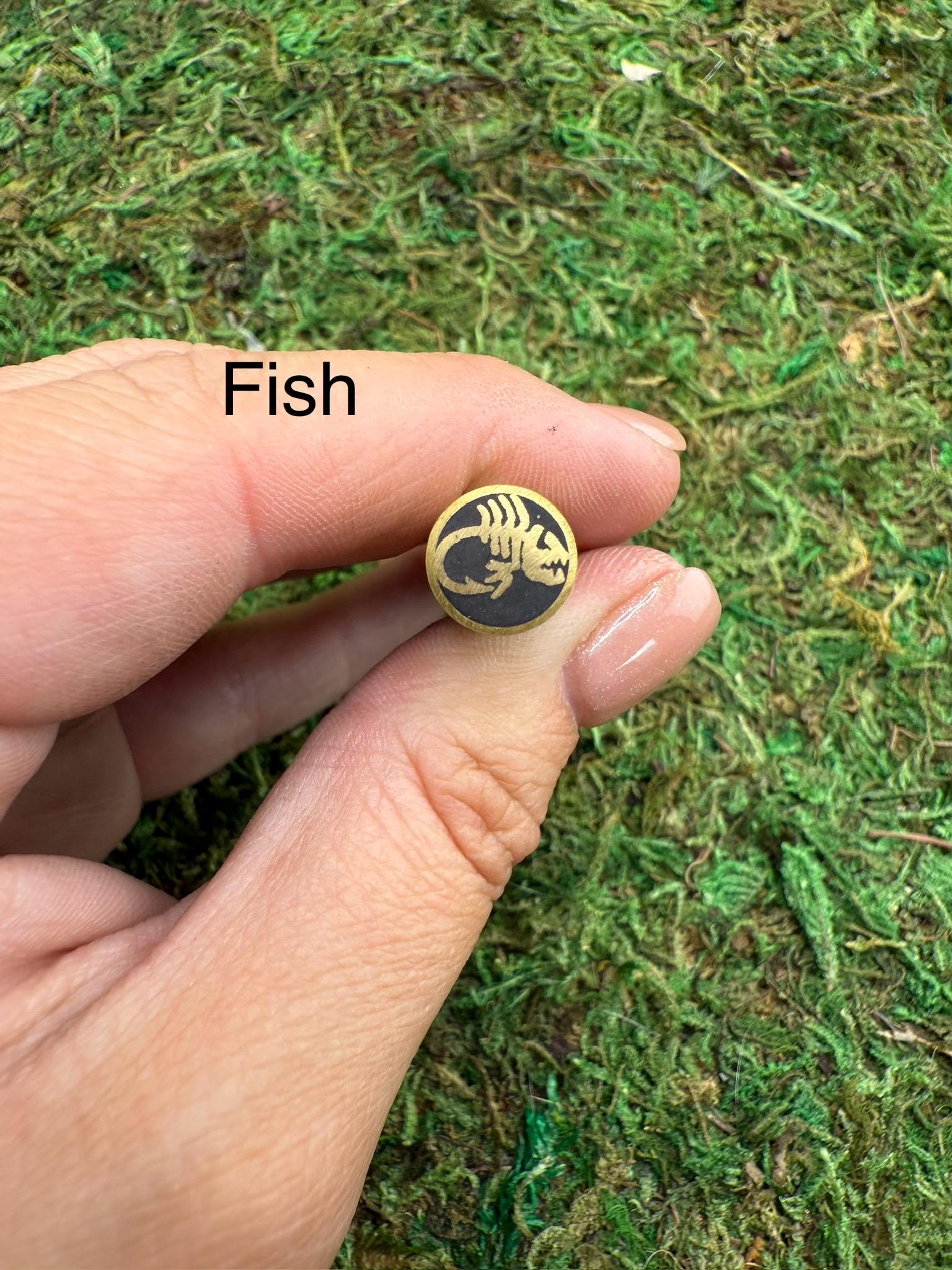 mosaic pin | custom knife making supply | 3/8 x 3 inch | unique skeleton fish design