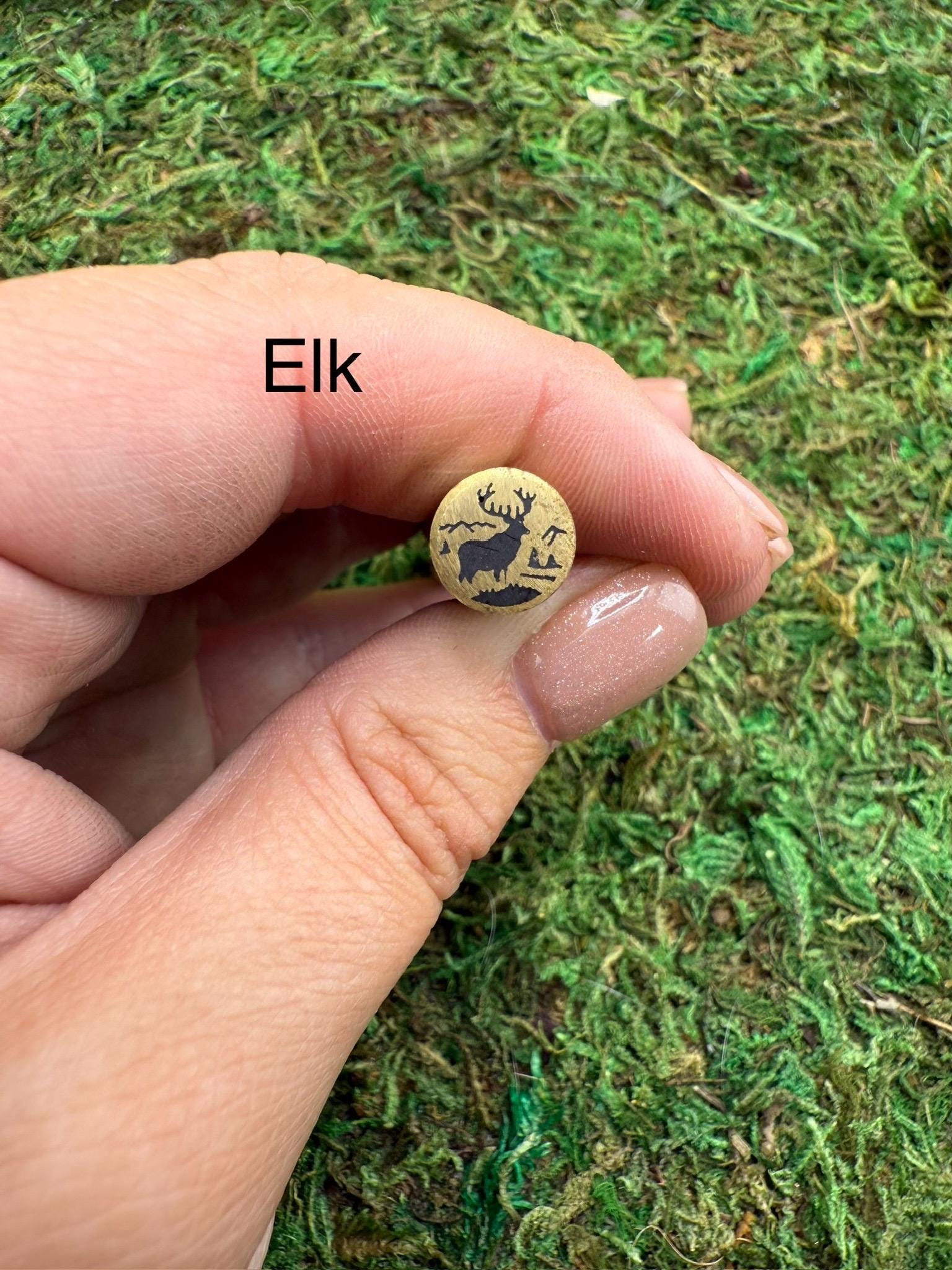 mosaic pin | custom knife making supply | 3/8 x 3 inch | unique elk in the mountains design