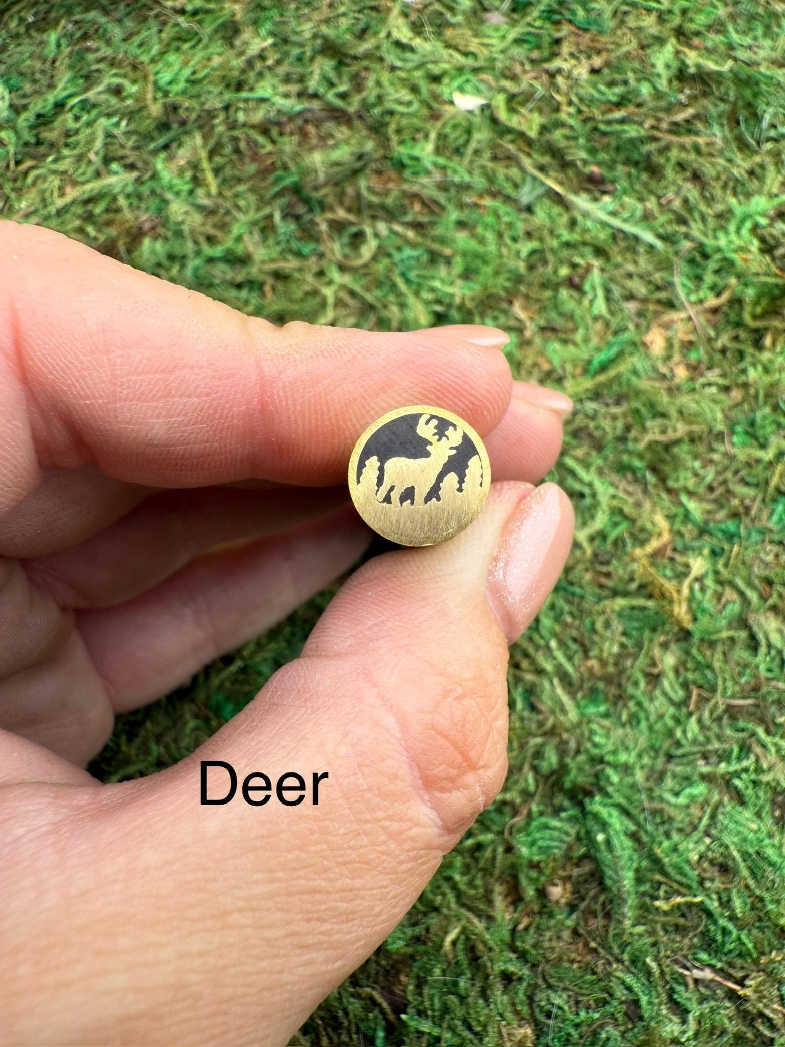mosaic pin | custom knife making supply | 3/8 x 3 inch | unique deer in the woods design
