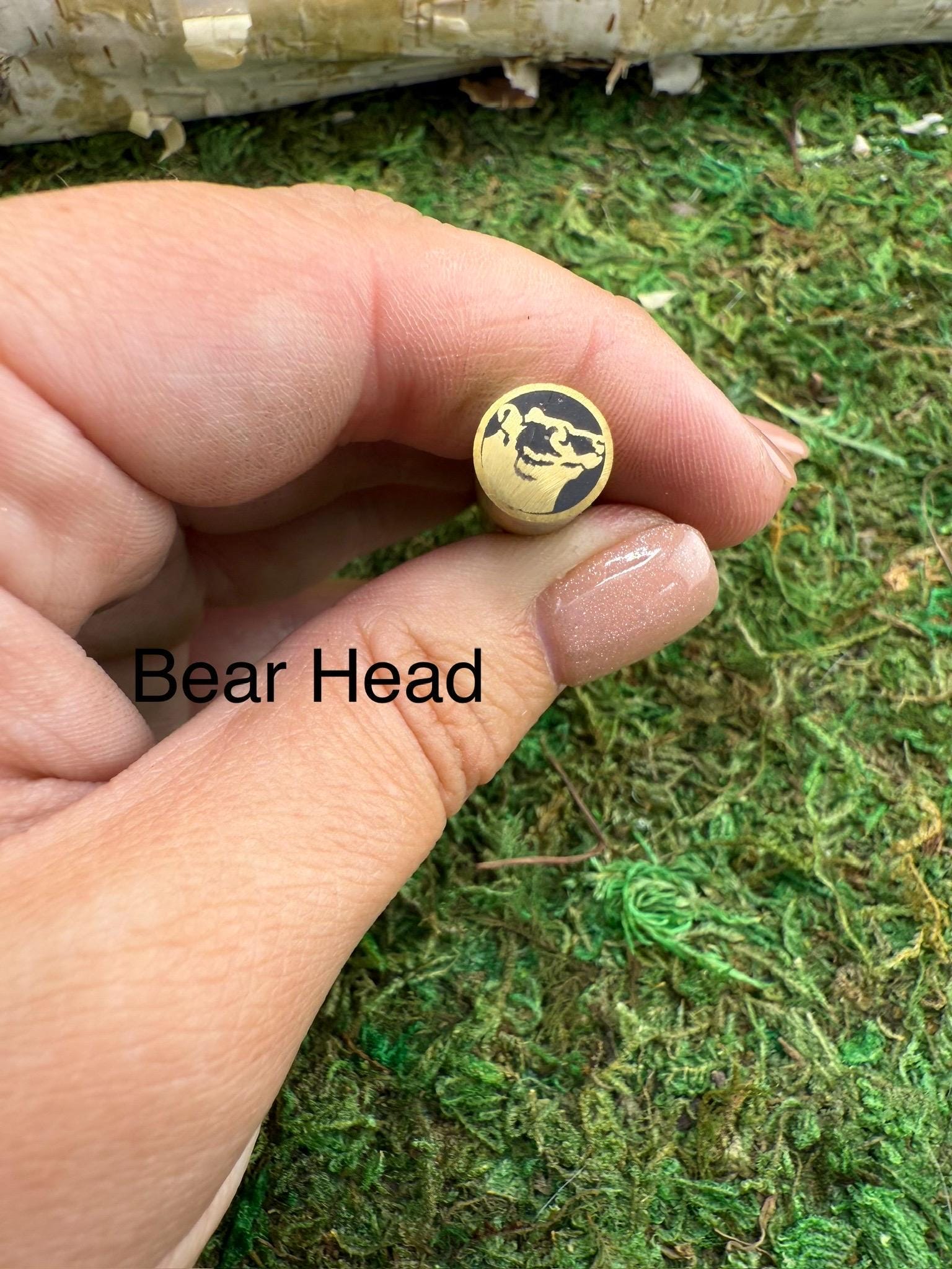 mosaic pin | custom knife making supply | 3/8 x 3 inch | unique bear head design