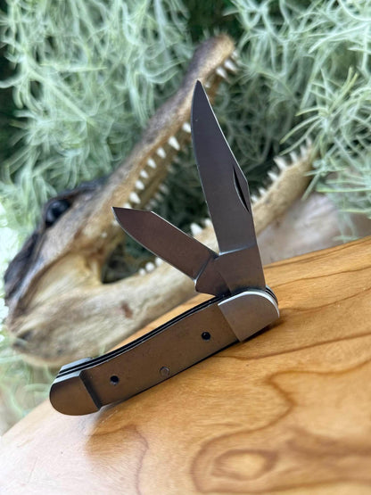 DIY 440c Folding Knife Kit: peanut style Blade Blank, stainless steel Bolsters two blades.