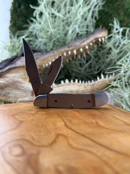 DIY 440c Folding Knife Kit: peanut style Blade Blank, stainless steel Bolsters two blades.