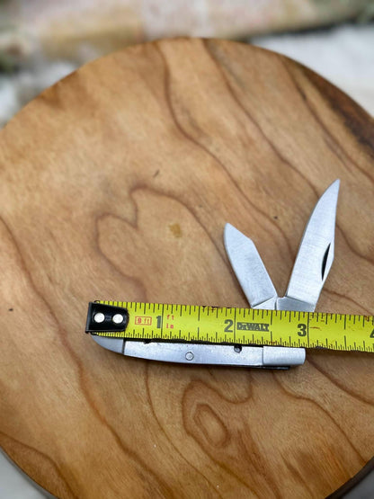 DIY 440c Folding Knife Kit: peanut style Blade Blank, stainless steel Bolsters two blades.