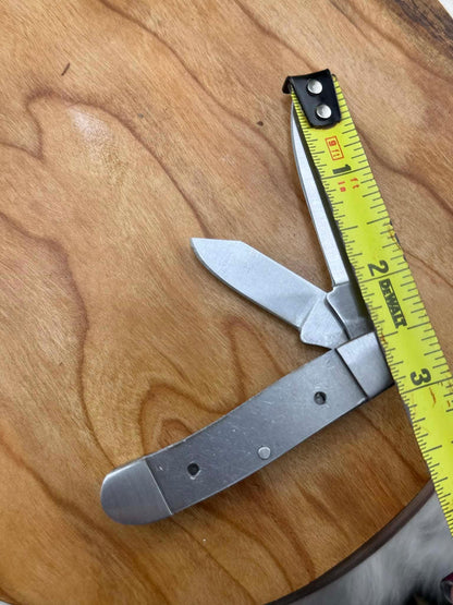 DIY 440c Folding Knife Kit: peanut style Blade Blank, stainless steel Bolsters two blades.