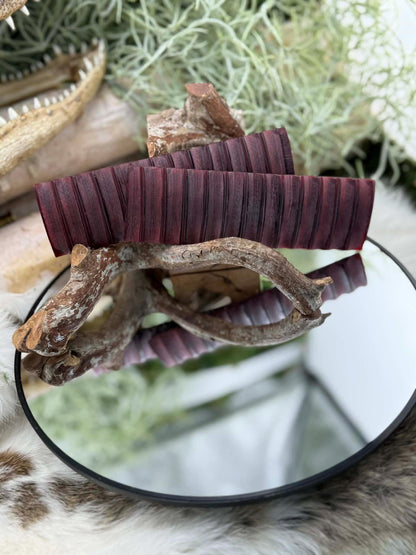 Jigged Red Camel Bone Knife Scales  Crimson Impala Texture Handle Material (5" x 1.5")
