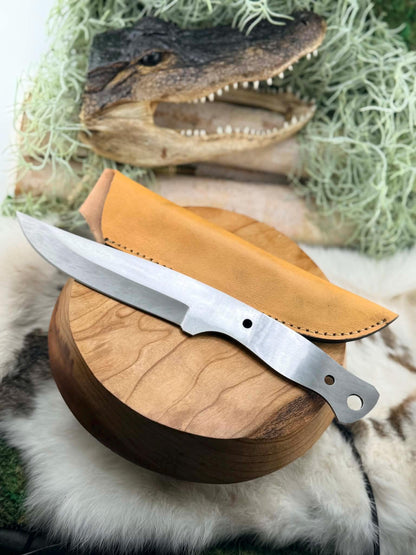 DIY Knife Making Kit - 440C Stainless Steel Fixed Blade Blank - Elven Skinner Hunting Knife - Custom Knife Supply - Blade Blank with Sheath
