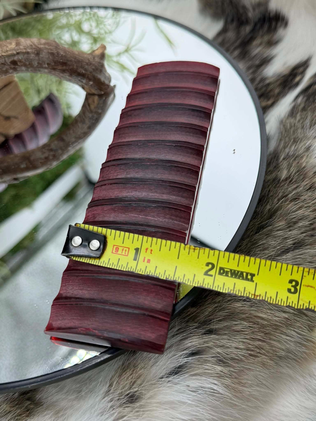 Jigged Red Camel Bone Knife Scales  Crimson Impala Texture Handle Material (5" x 1.5")