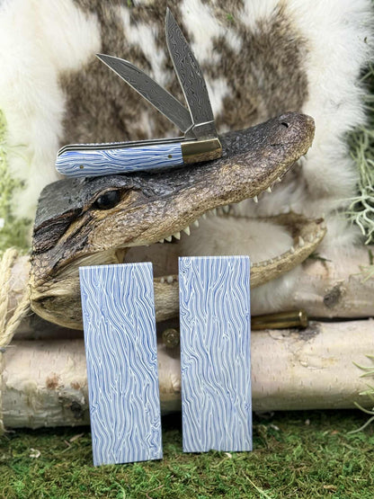 Blue White G10 Knife Scales – Layered Composite Handle Material Slabs