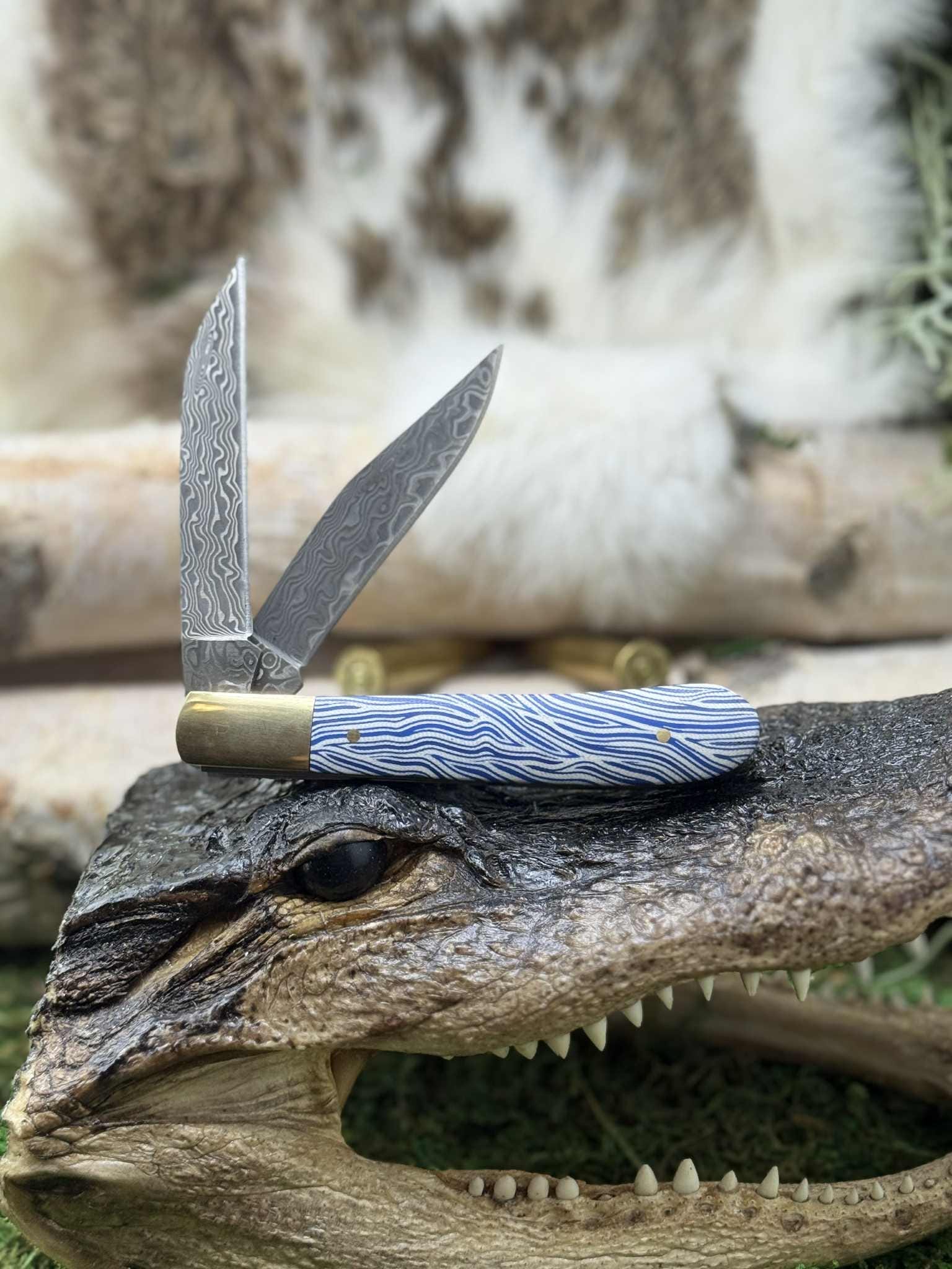 Red Black Damascus G10 Knife Scales – Textured Composite Handle Material