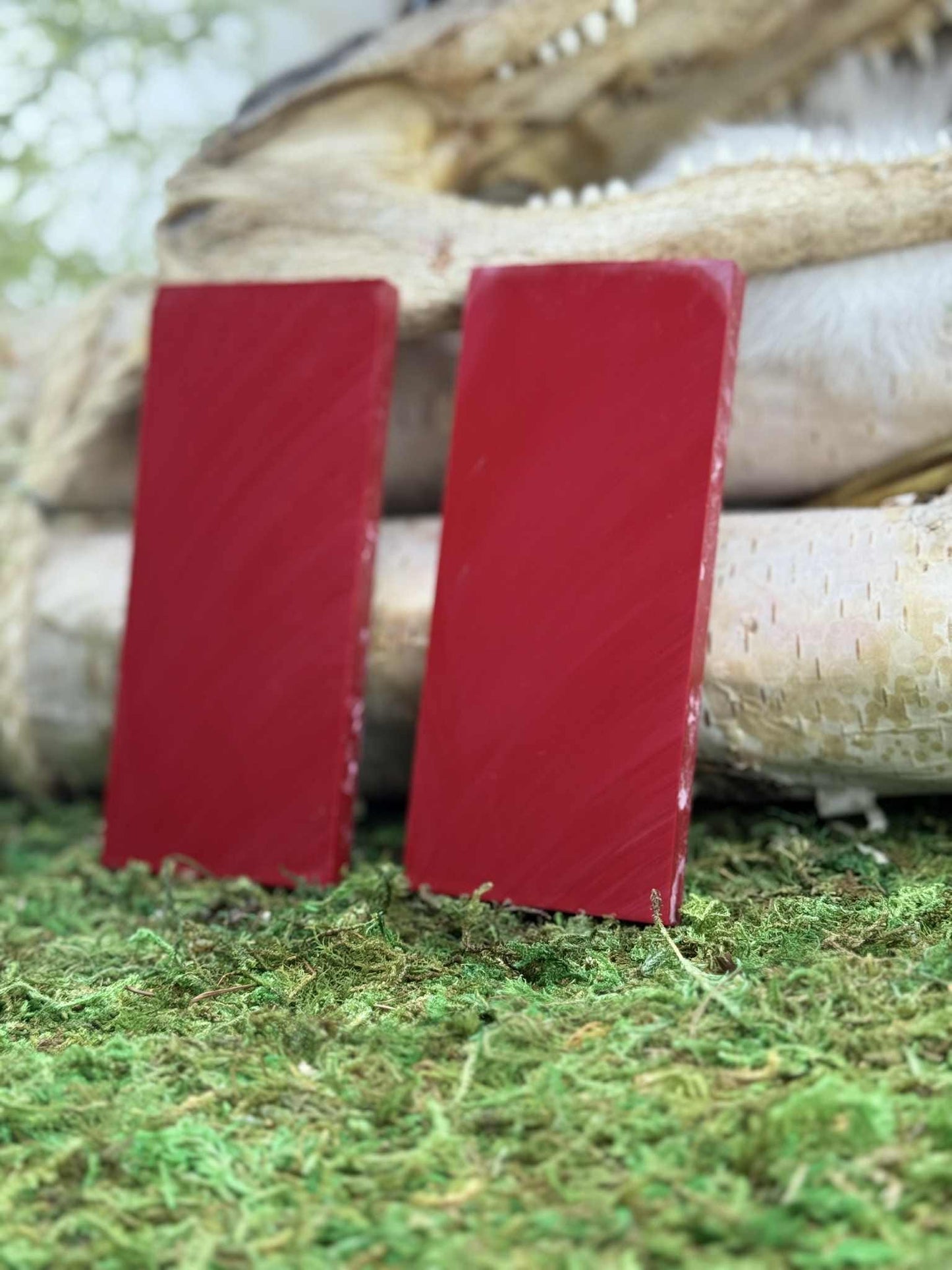 Coral Red stone Knife Handle Inlay Pair: Artisan Knife Scale Material